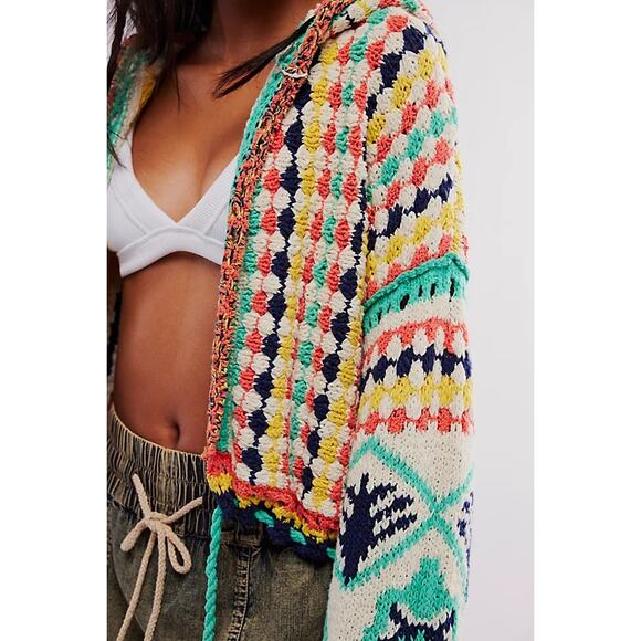 Free People Baja Baby Cardi  Slouchy Knit Cardigan XL - Picture 3 of 12